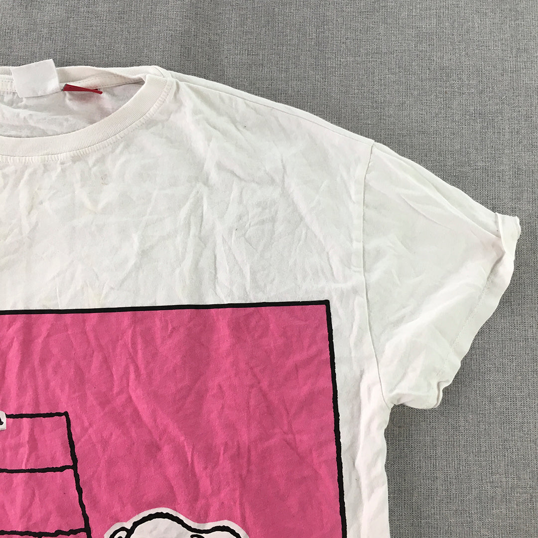 Zara Peanuts Snoopy Kids Girls Cropped Top Size 11 - 12 Years White Pink T-Shirt