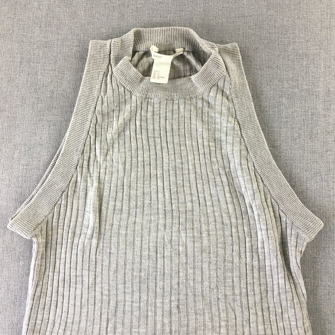 H&M Womens Vest Size S Grey Sleeveless Knit Top