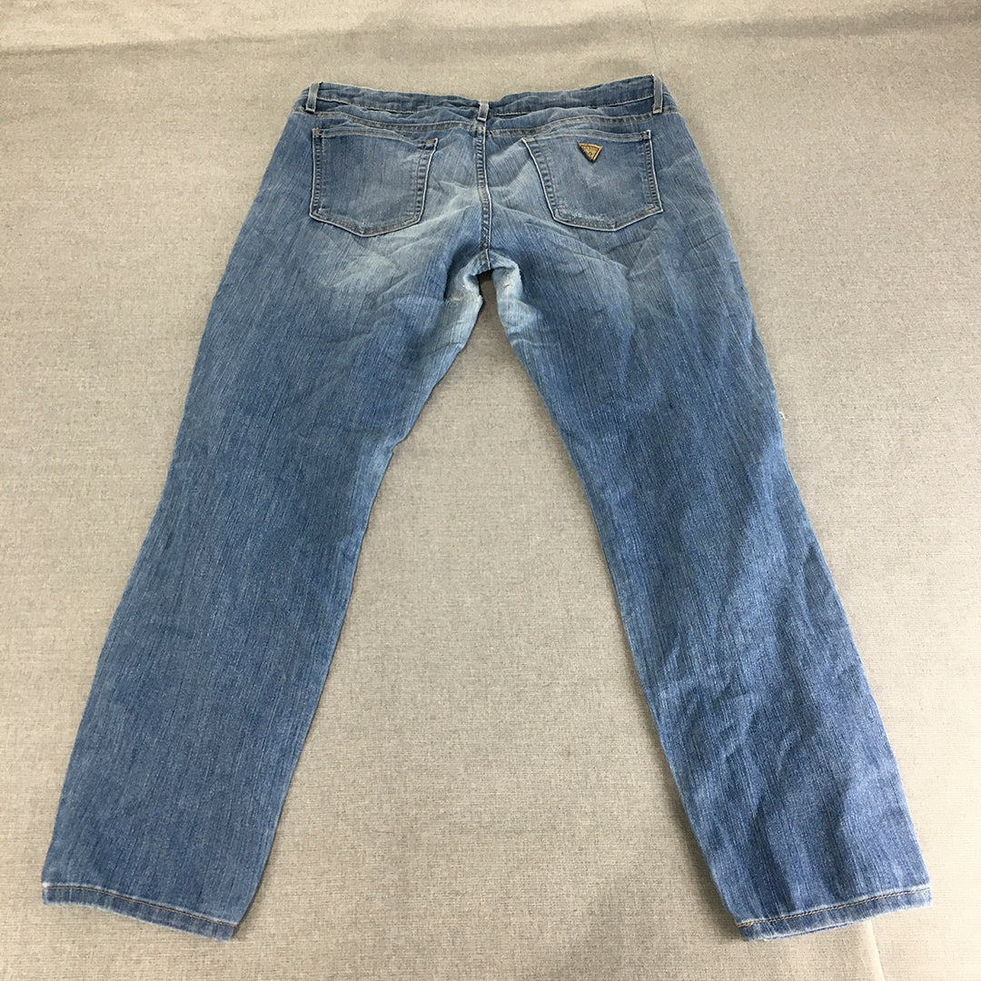 Guess Womens Jeans Size 31 Blue Light Wash Straight Leg Denim