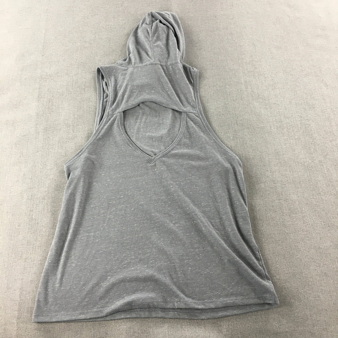 Victoria Secret Sport Womens Hoodie Vest Size M Grey Sleeveless Top