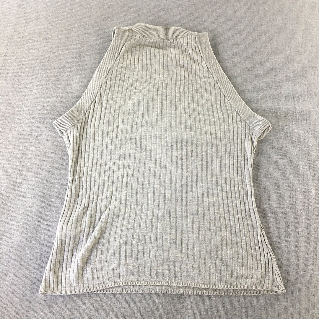 H&M Womens Vest Size S Grey Sleeveless Knit Top