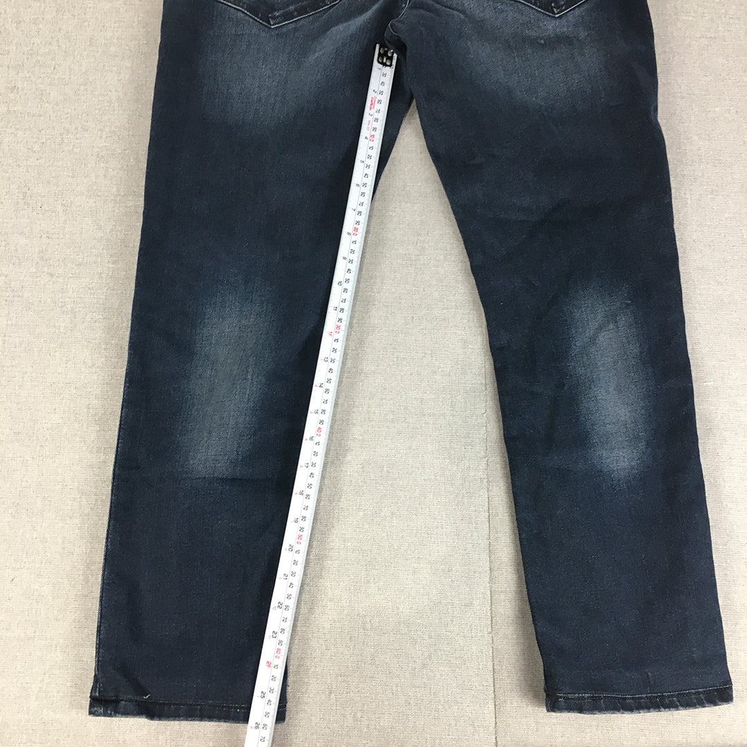 Guess Womens Jeans Size 32 Blue Dark Wash Mid Rise Tapered Slim Fit