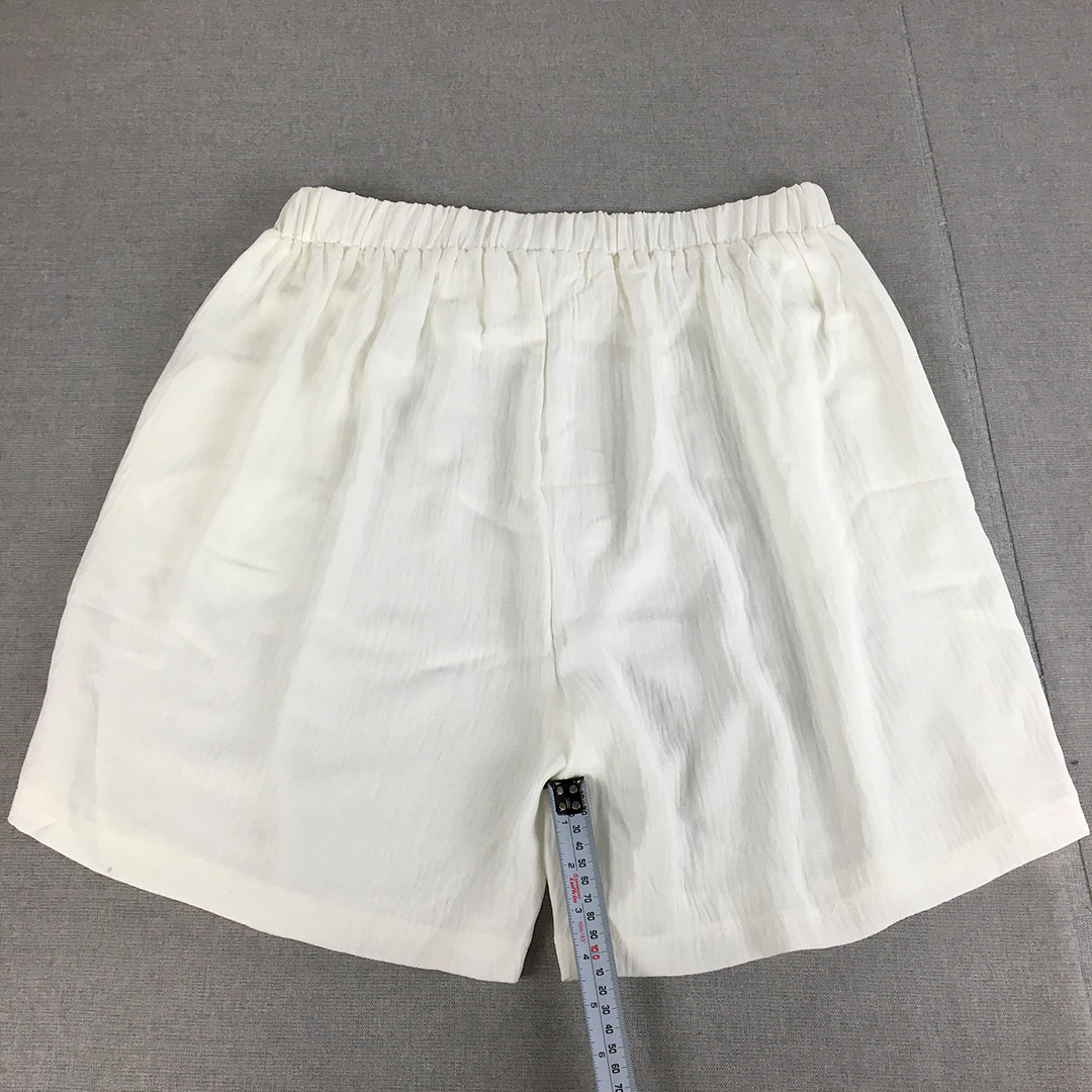 Valleygirl Womens Shorts Size 14 White Elastic Waist Pockets