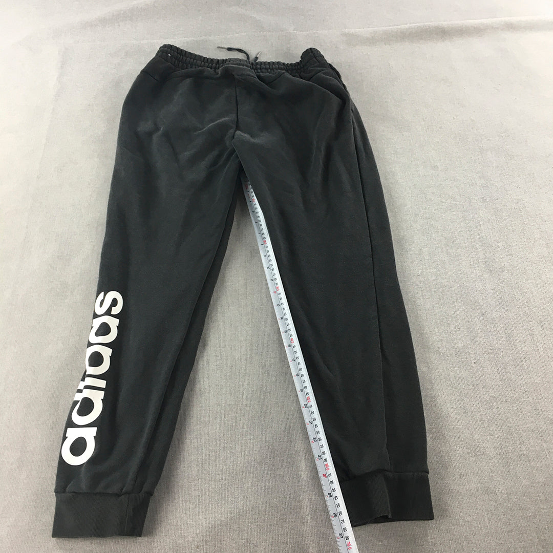 Adidas Womens Tracksuit Pants Size L Black Logo Drawstring Jogger