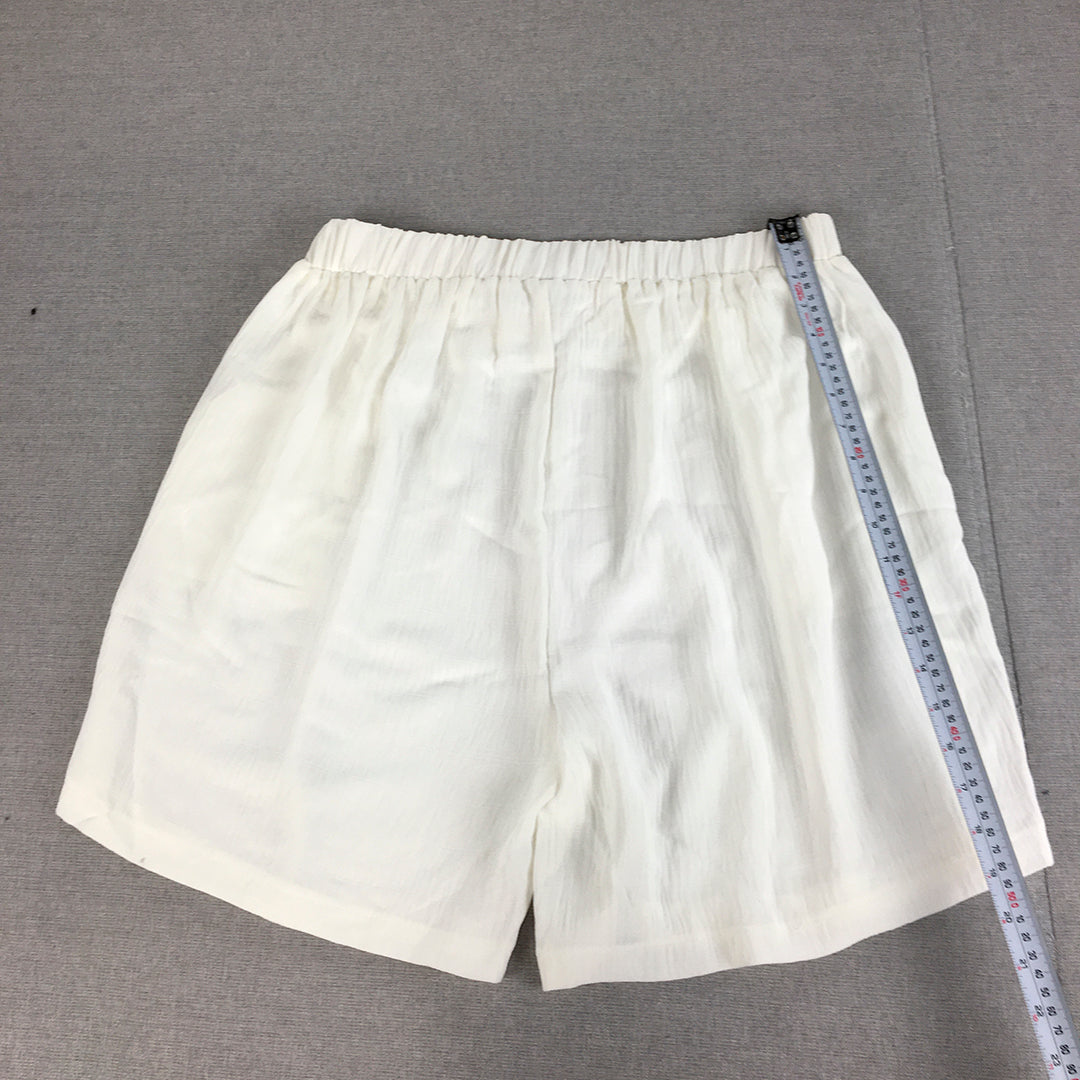 Valleygirl Womens Shorts Size 14 White Elastic Waist Pockets