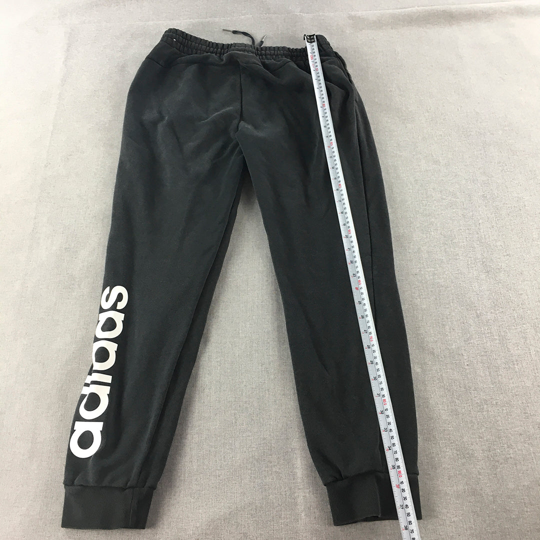 Adidas Womens Tracksuit Pants Size L Black Logo Drawstring Jogger