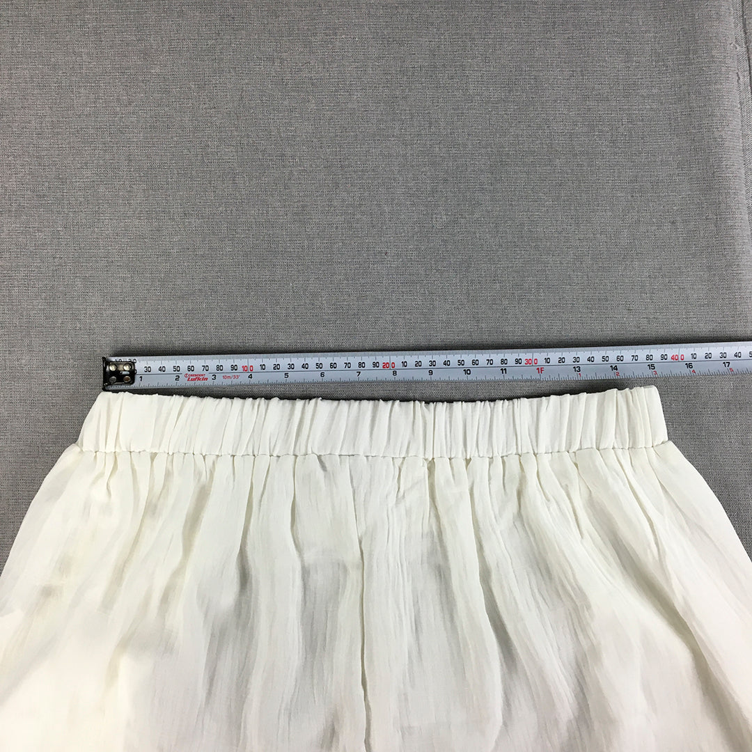 Valleygirl Womens Shorts Size 14 White Elastic Waist Pockets