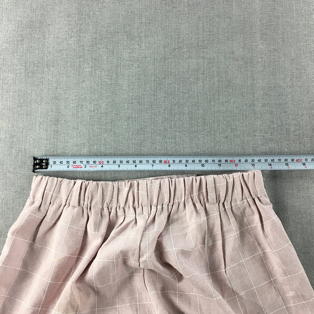 Valleygirl Womens Shorts Size 12 Pink Checkered Pleated Elastic Waist