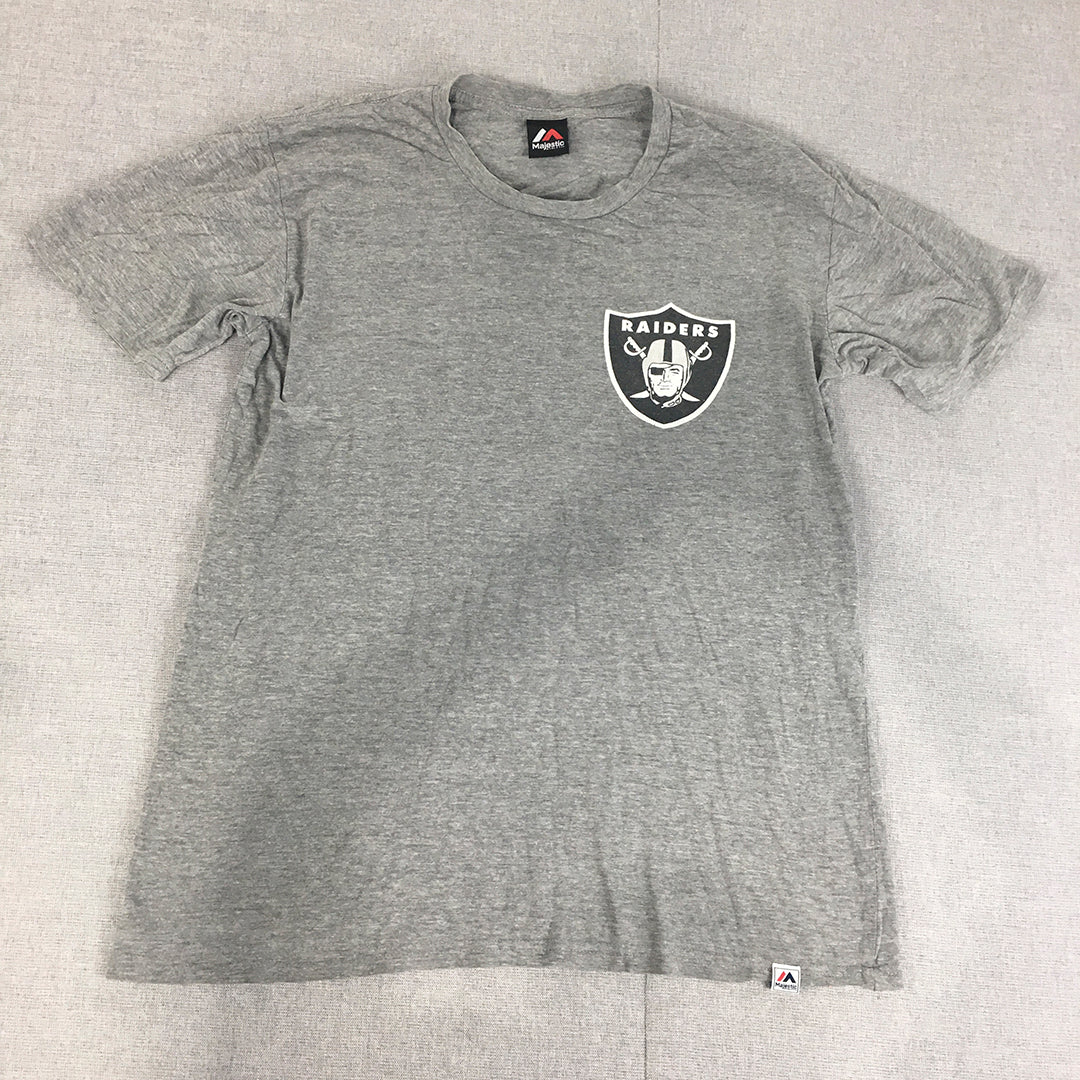 Las Vegas Raiders Mens T-Shirt Size M Grey NFL Football Oakland Majestic