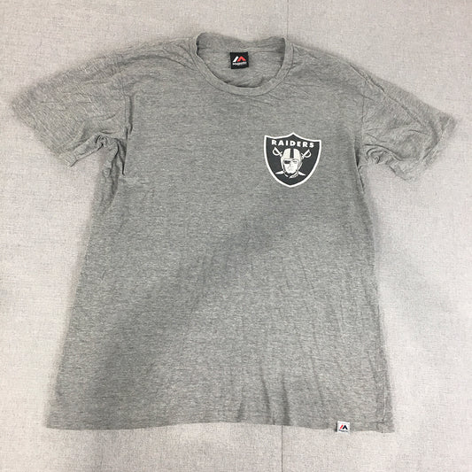 Las Vegas Raiders Mens T-Shirt Size M Grey NFL Football Oakland Majestic