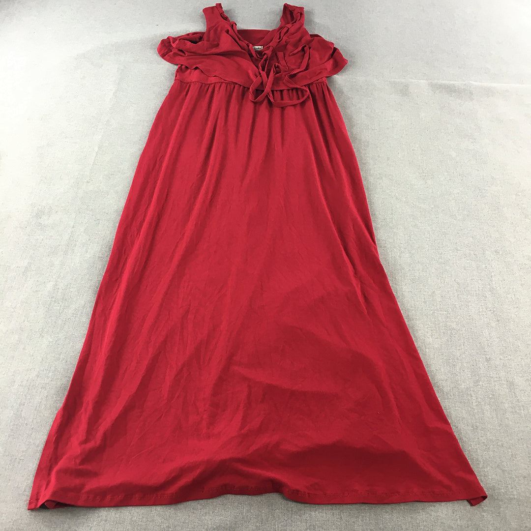 Pandinha Womens A-Line Dress Size S Red Midi Sleeveless Event