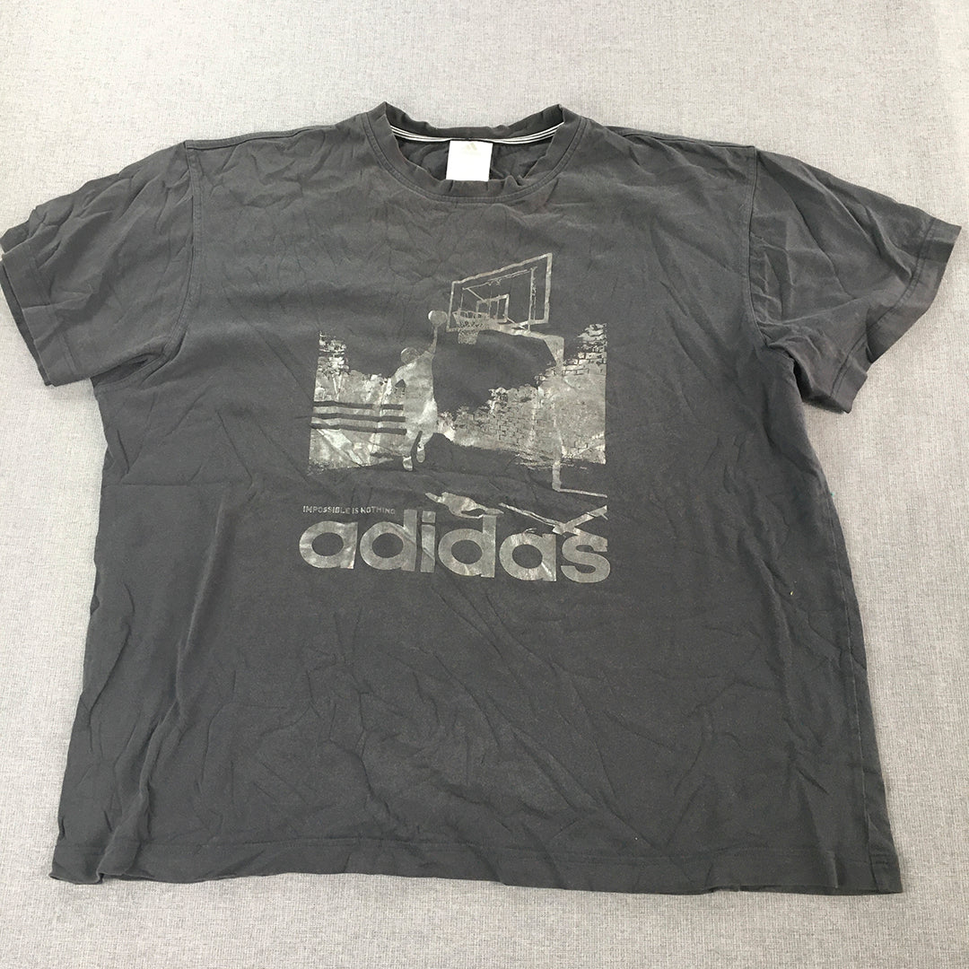 Vintage Adidas Basketball Mens T-Shirt Size 2XL Grey Impossible Is Nothing