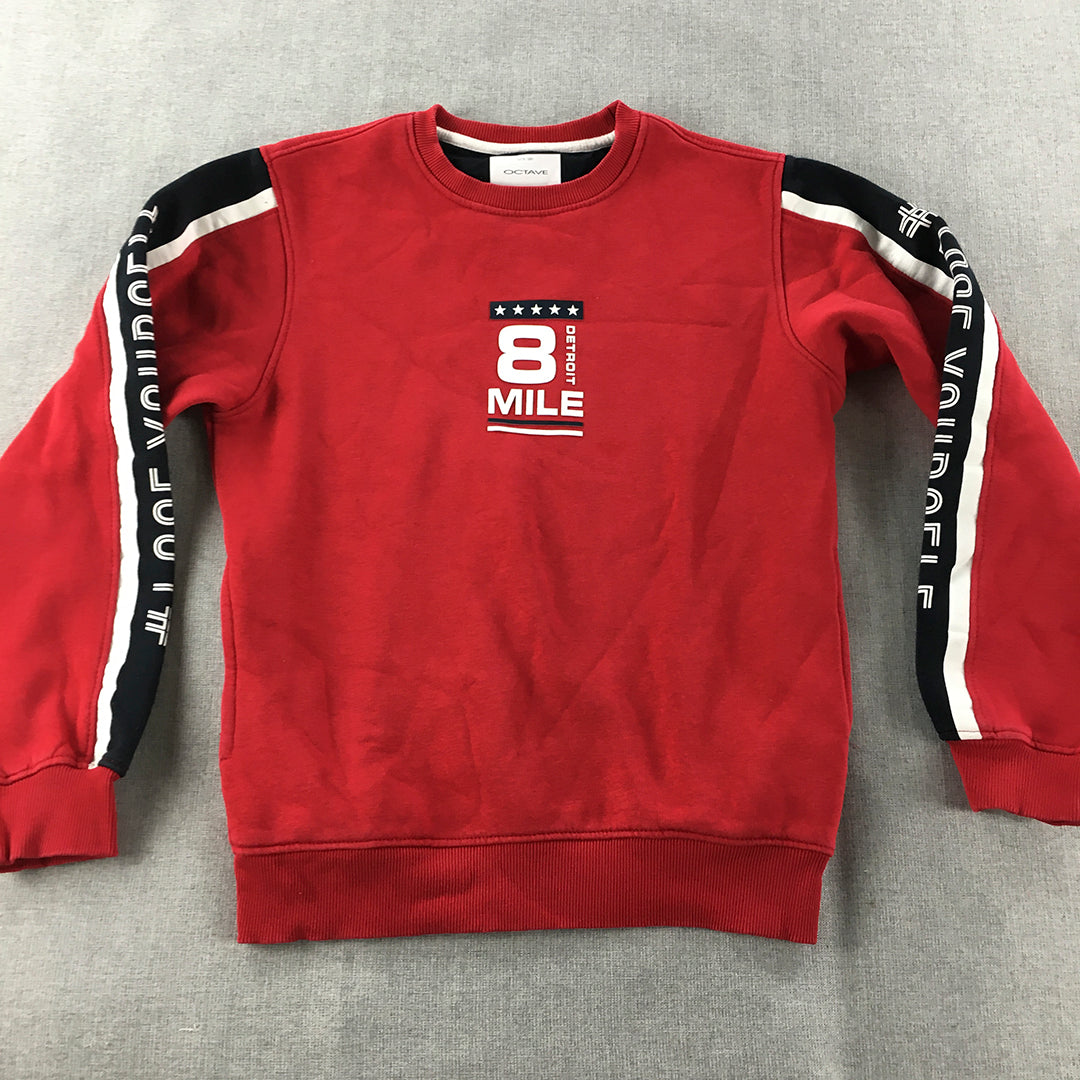 Octave Kids Boys Sweater Size 10 - 11 Years Red Detroit 8 Mile Logo Jumper