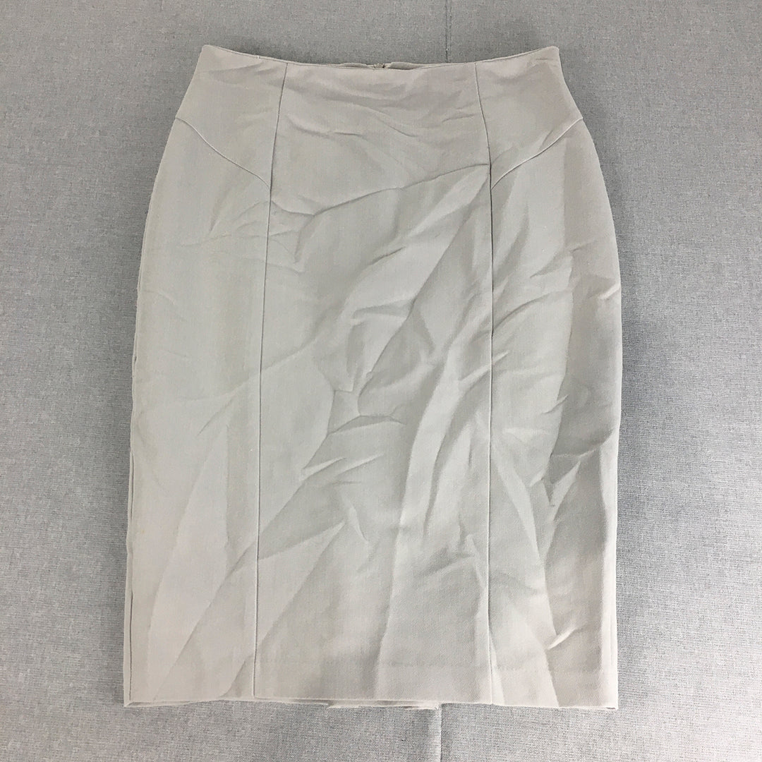 Forcast Womens Midi Skirt Size 12 Grey Pencil Straight