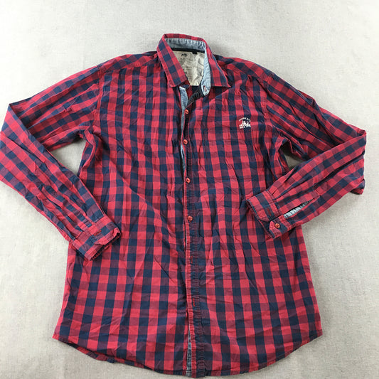 Jack & Jones Womens Shirt Size 2XL (AU 14 - 16) Red Blue Checkered Button-Up