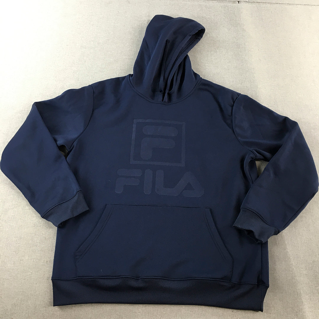 Puma Mens Hoodie Sweater Size M Navy Blue Logo Pockets Jumper