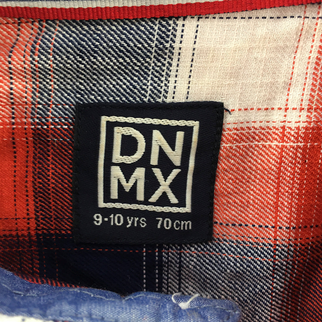 DNMX Kids Boys Button-Up Shirt Size 9 - 10 Years Red White Blue Checkered