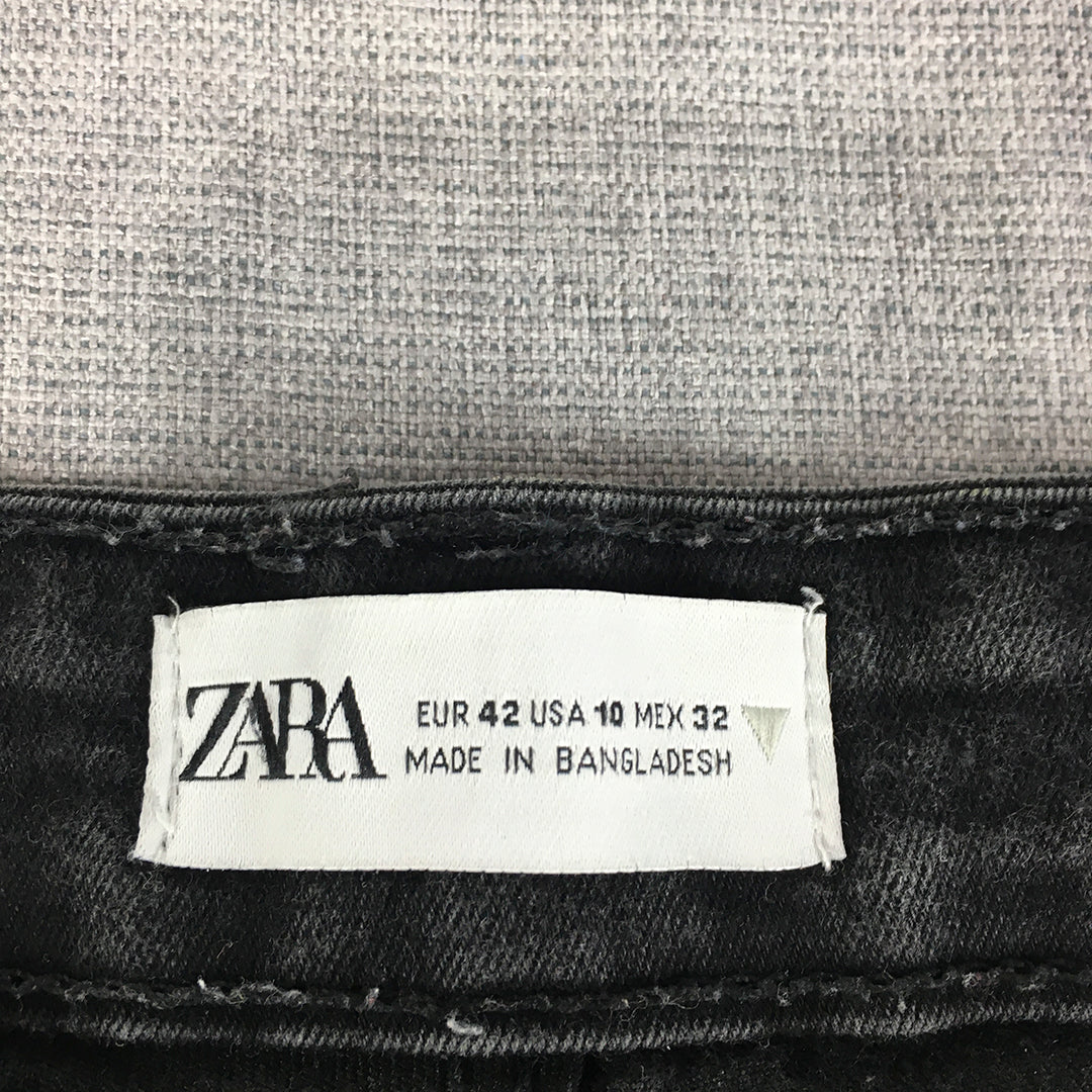 Zara Womens Skinny Jeans Size 10 Black Dark Wash Stretch Denim Pockets