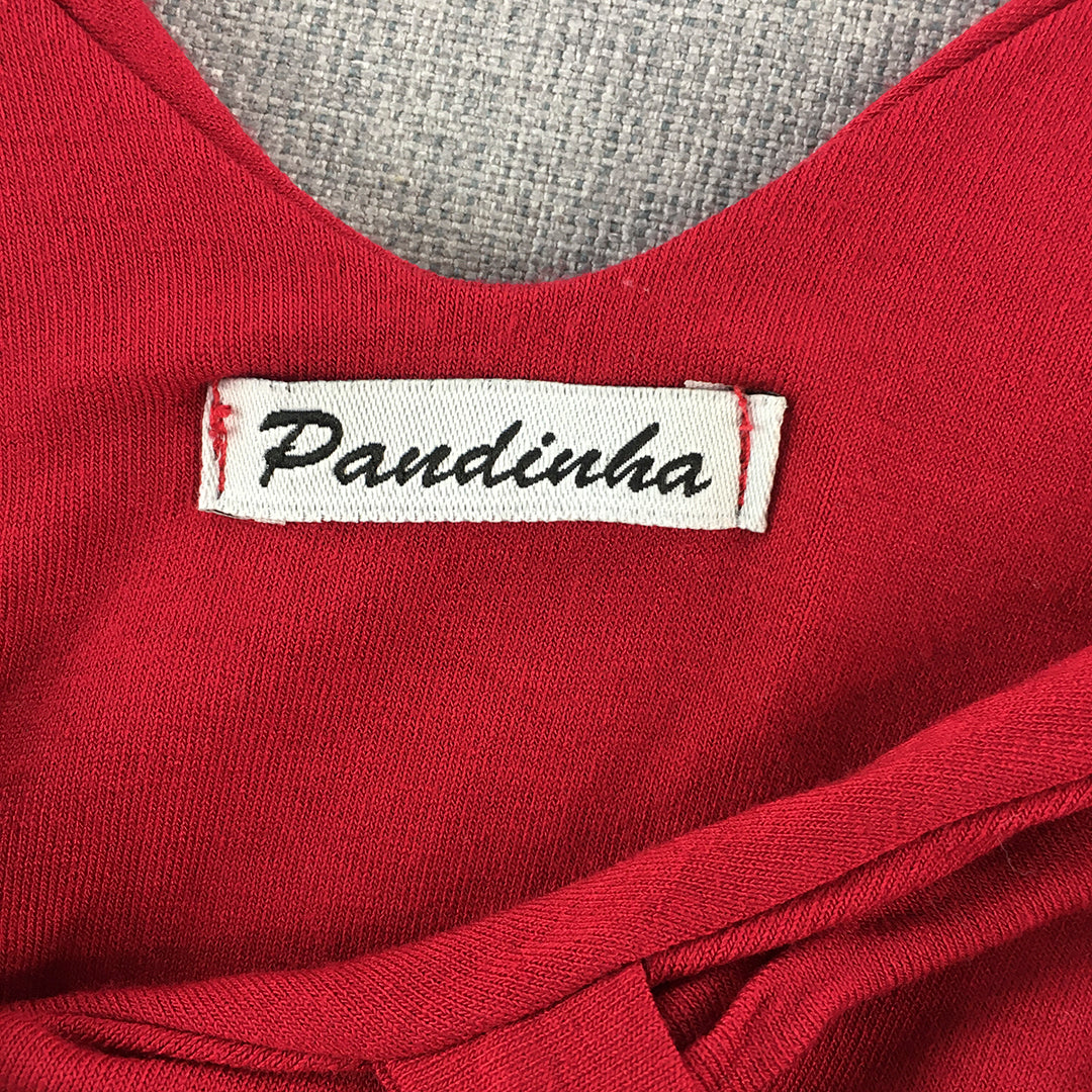 Pandinha Womens A-Line Dress Size S Red Midi Sleeveless Event