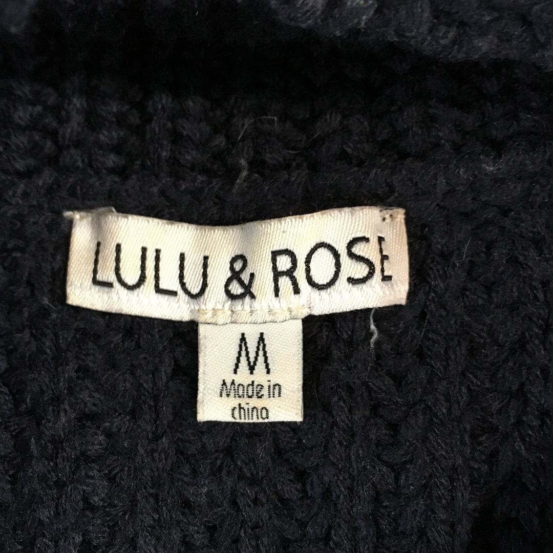 Lulu & Rose Womens Knit Turtleneck Sweater Size M Navy Blue Jumper