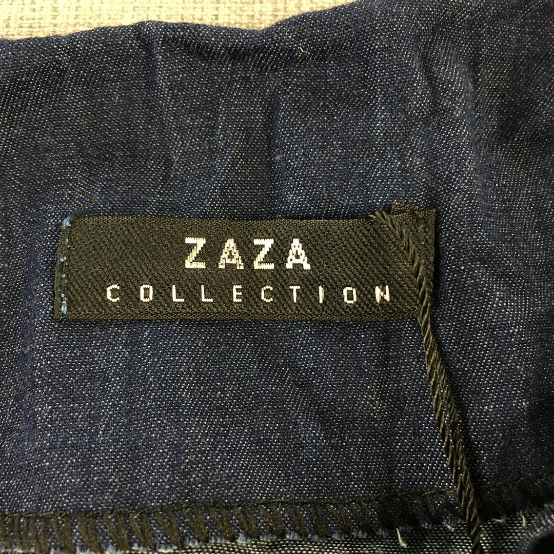 Zaza Collection Womens Denim Top Size S Blue Short Sleeve Tie-Up Blouse