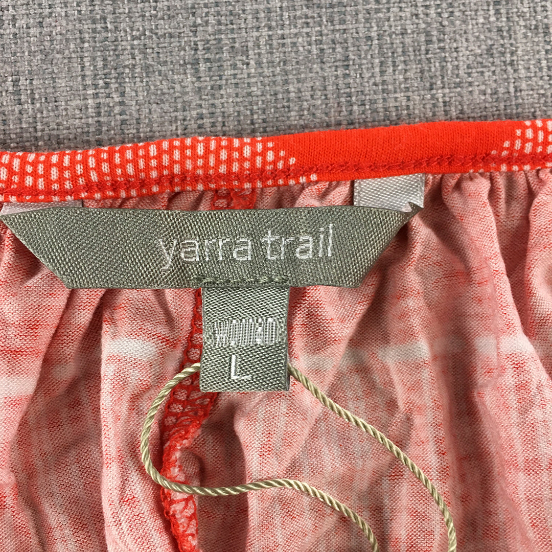 Yarra Trail Womens Shift Dress Size L Orange Striped Sleeveless Midi