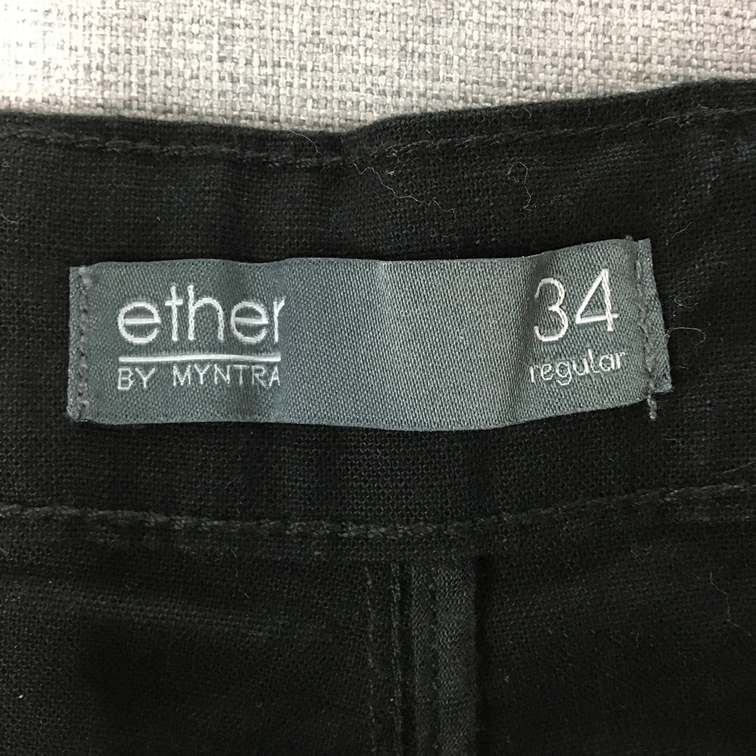 Ether By Myntra Mens Chino Shorts Size 34 Black Pockets Casual Walking