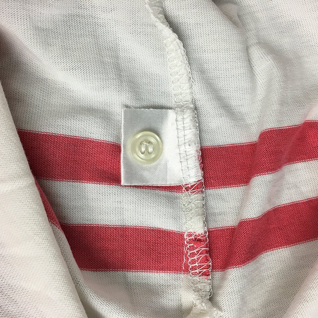 Polo Ralph Lauren Mens Shirt Size L White Red Striped Collared Rugby