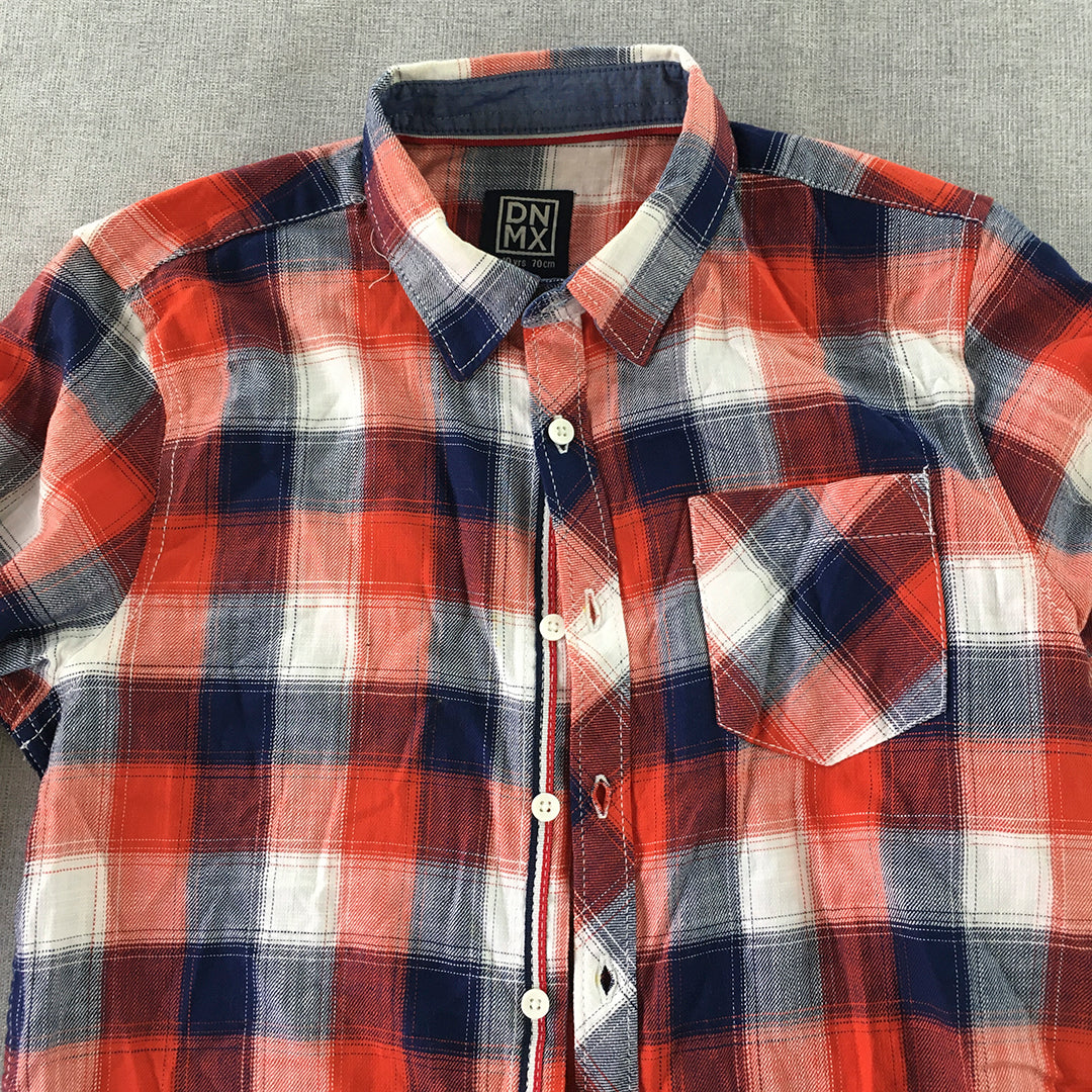 DNMX Kids Boys Button-Up Shirt Size 9 - 10 Years Red White Blue Checkered