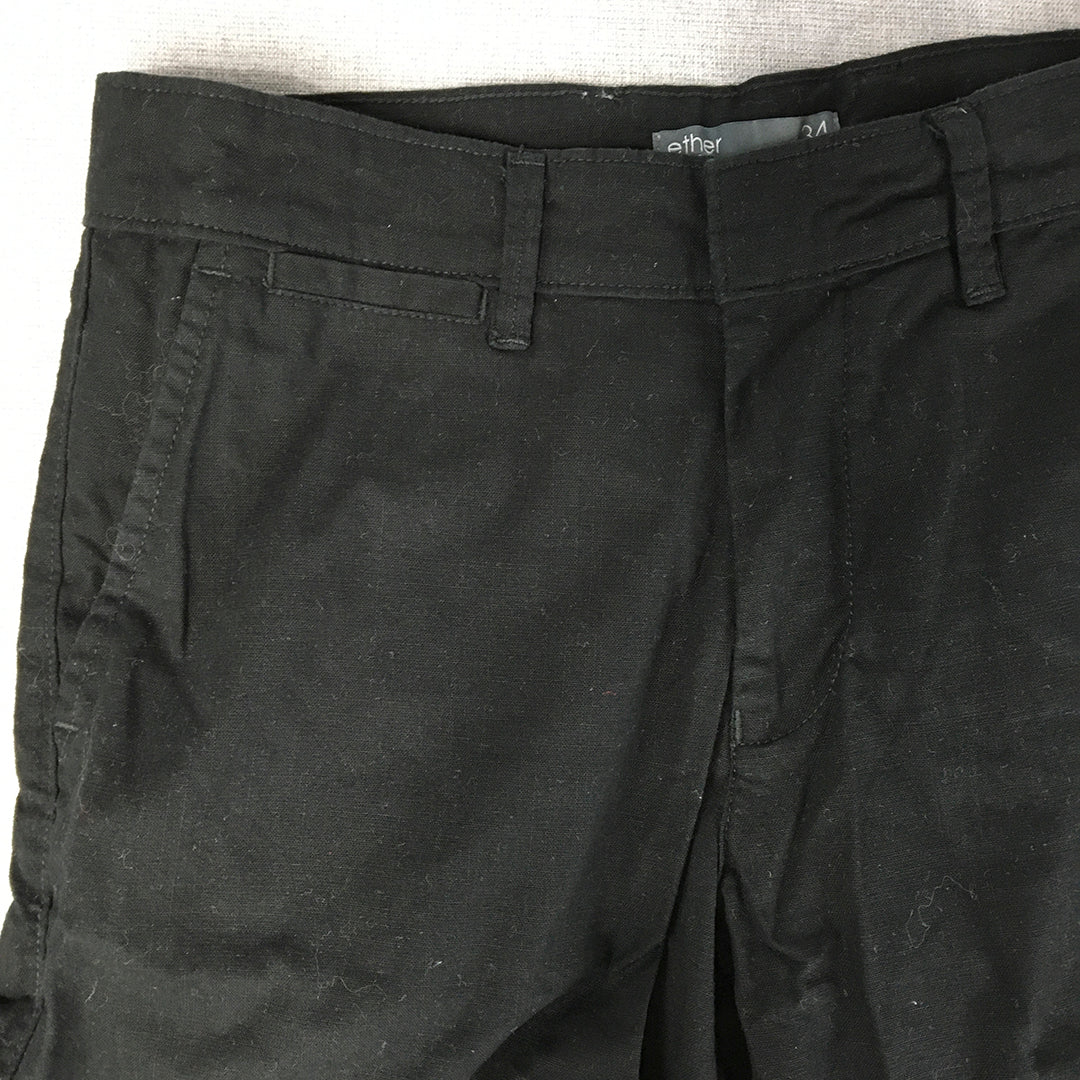 Ether By Myntra Mens Chino Shorts Size 34 Black Pockets Casual Walking