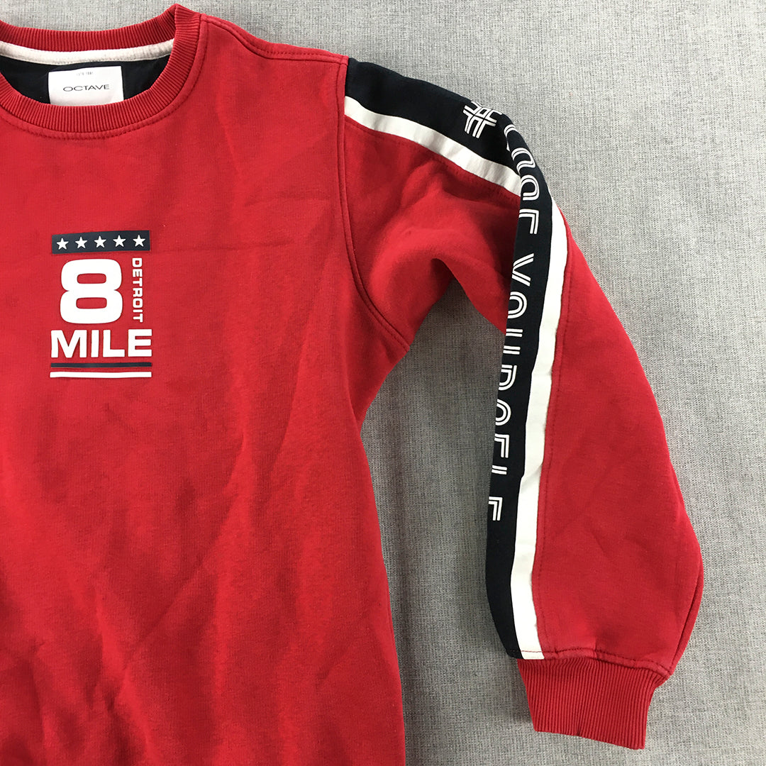 Octave Kids Boys Sweater Size 10 - 11 Years Red Detroit 8 Mile Logo Jumper