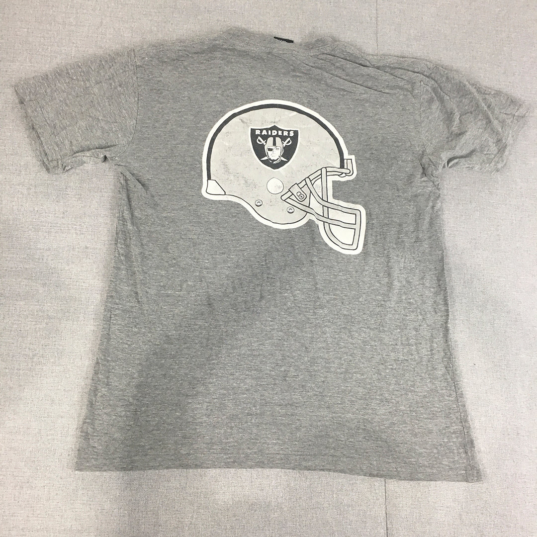 Las Vegas Raiders Mens T-Shirt Size M Grey NFL Football Oakland Majestic