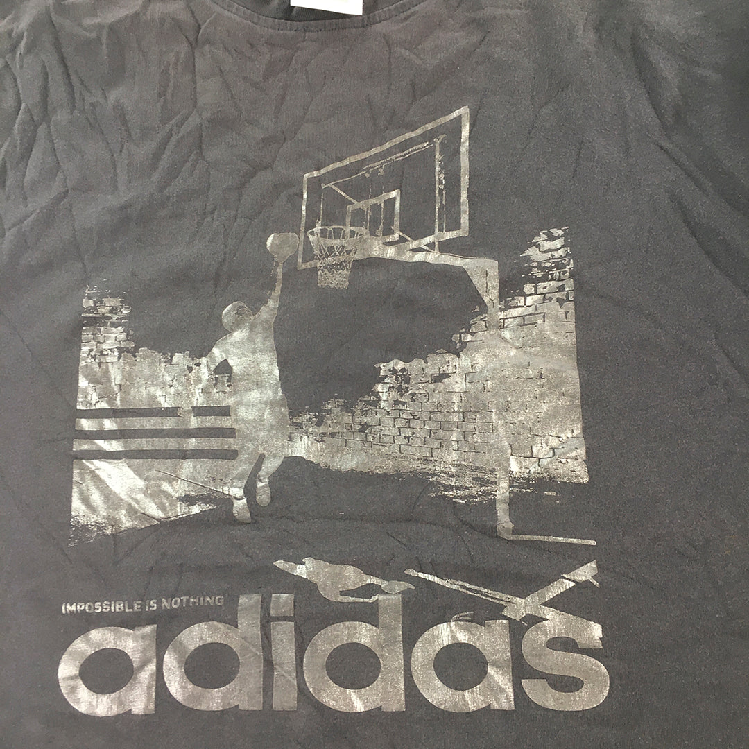 Vintage Adidas Basketball Mens T-Shirt Size 2XL Grey Impossible Is Nothing