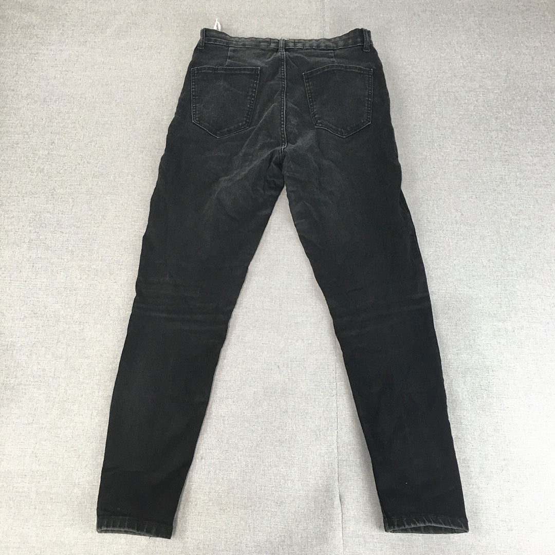 Zara Womens Skinny Jeans Size 10 Black Dark Wash Stretch Denim Pockets