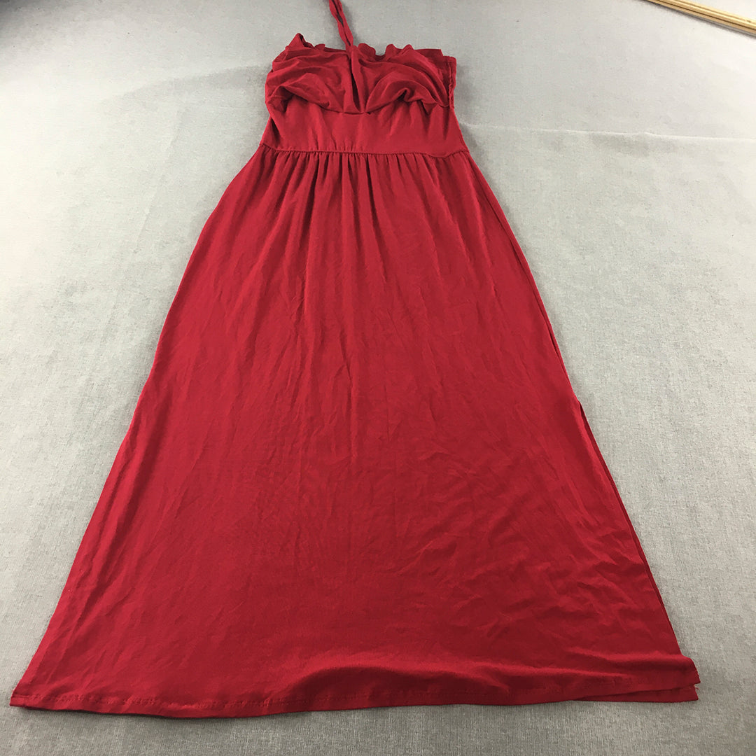 Pandinha Womens A-Line Dress Size S Red Midi Sleeveless Event