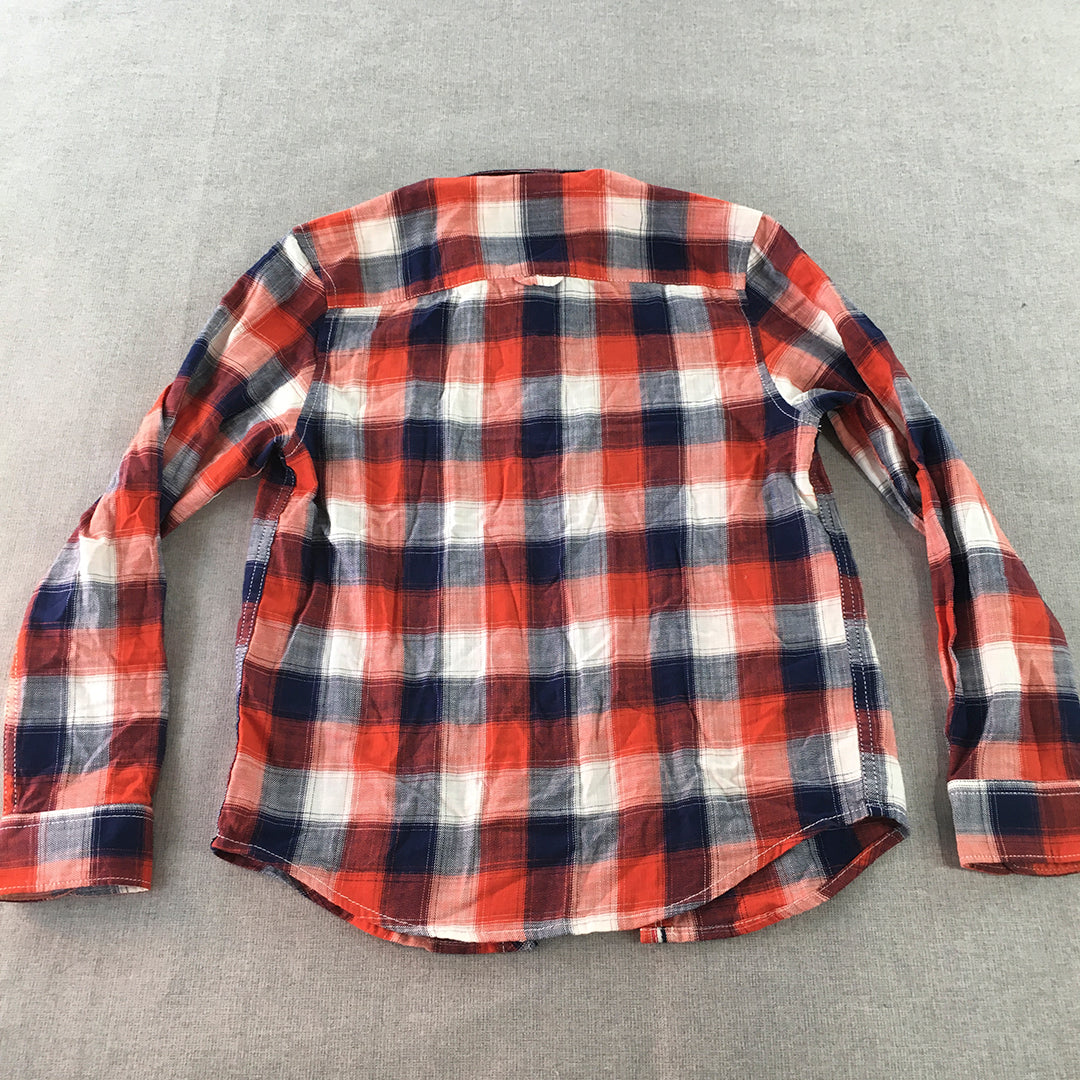 DNMX Kids Boys Button-Up Shirt Size 9 - 10 Years Red White Blue Checkered