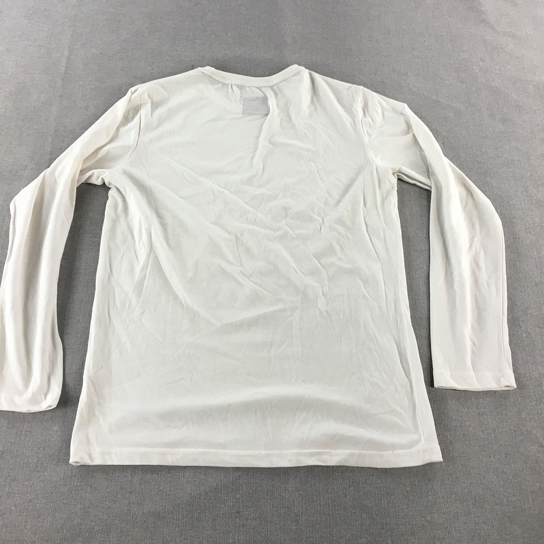 AJC Denim Womens Shirt Size L White Long Sleeve Pullover Crew Neck