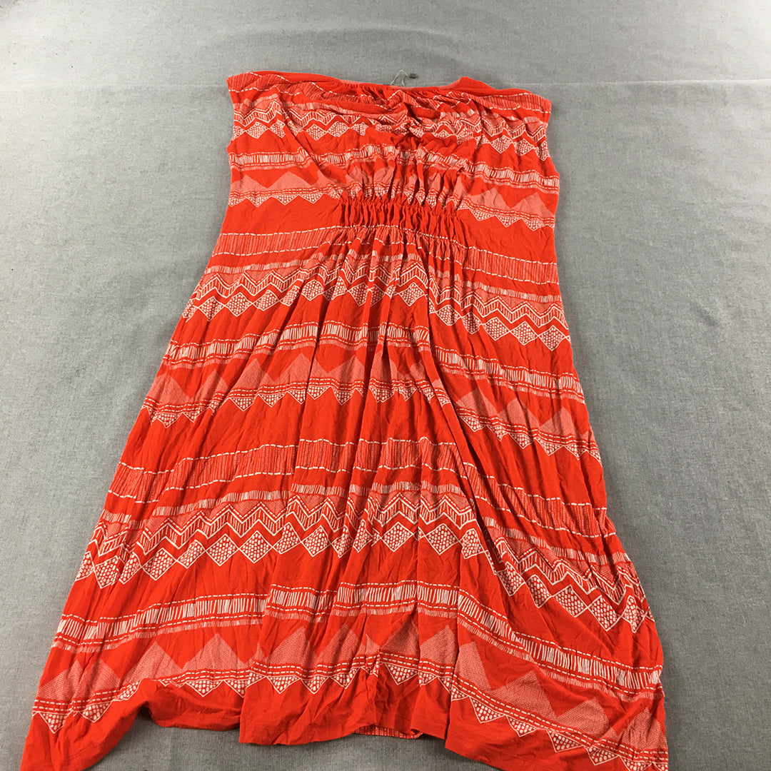 Yarra Trail Womens Shift Dress Size L Orange Striped Sleeveless Midi