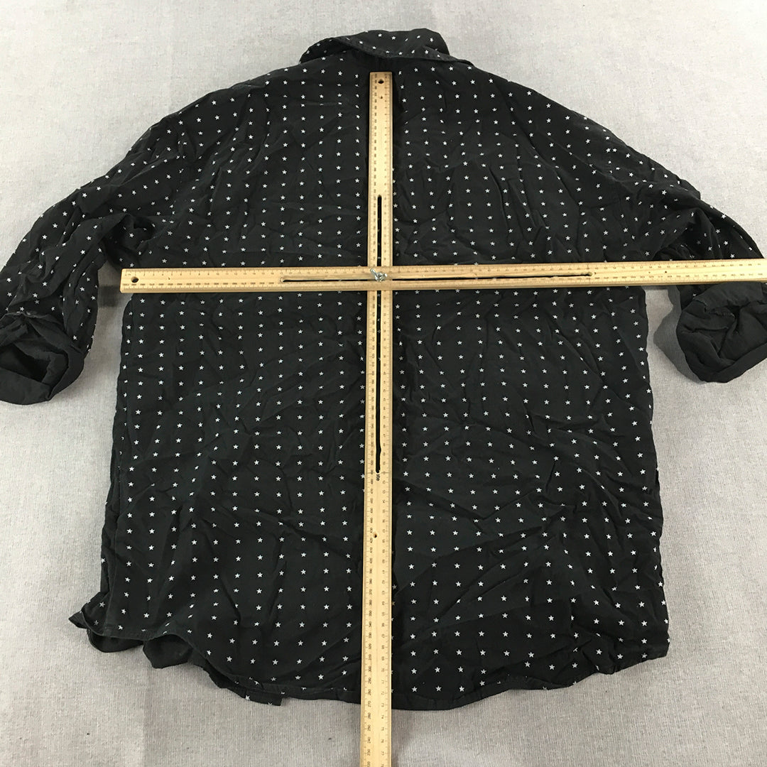 Saint Morta Mens Shirt Size L Black Star Dot Pattern Button-Up Collared