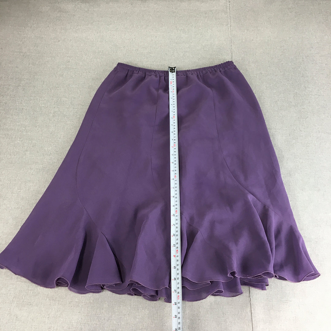 Vintage Young Edwardian Womens A-Line Skirt Size 12 Purple Pleated Elastic Waist