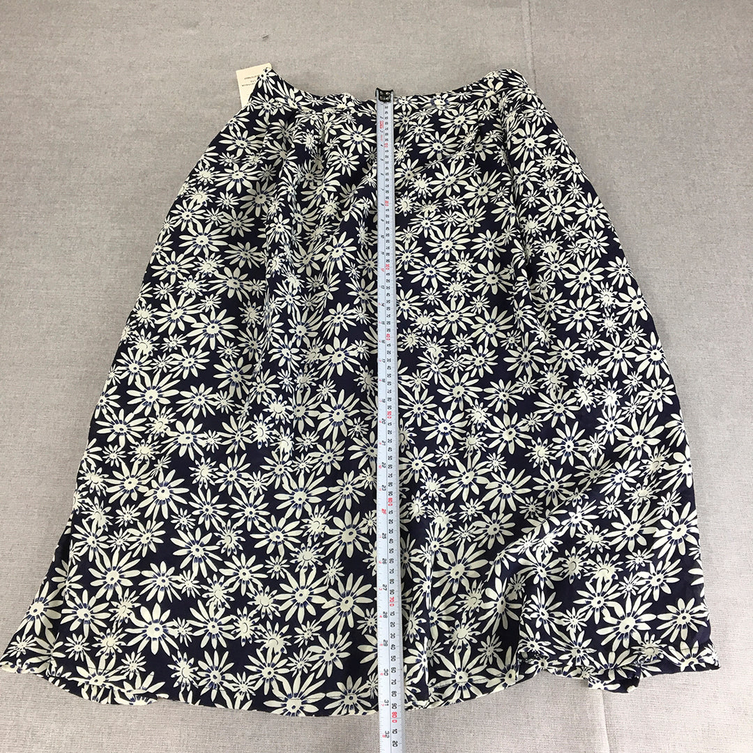 NEW Briecom Womens Maxi Skirt Size 14 Blue White Floral A-Line