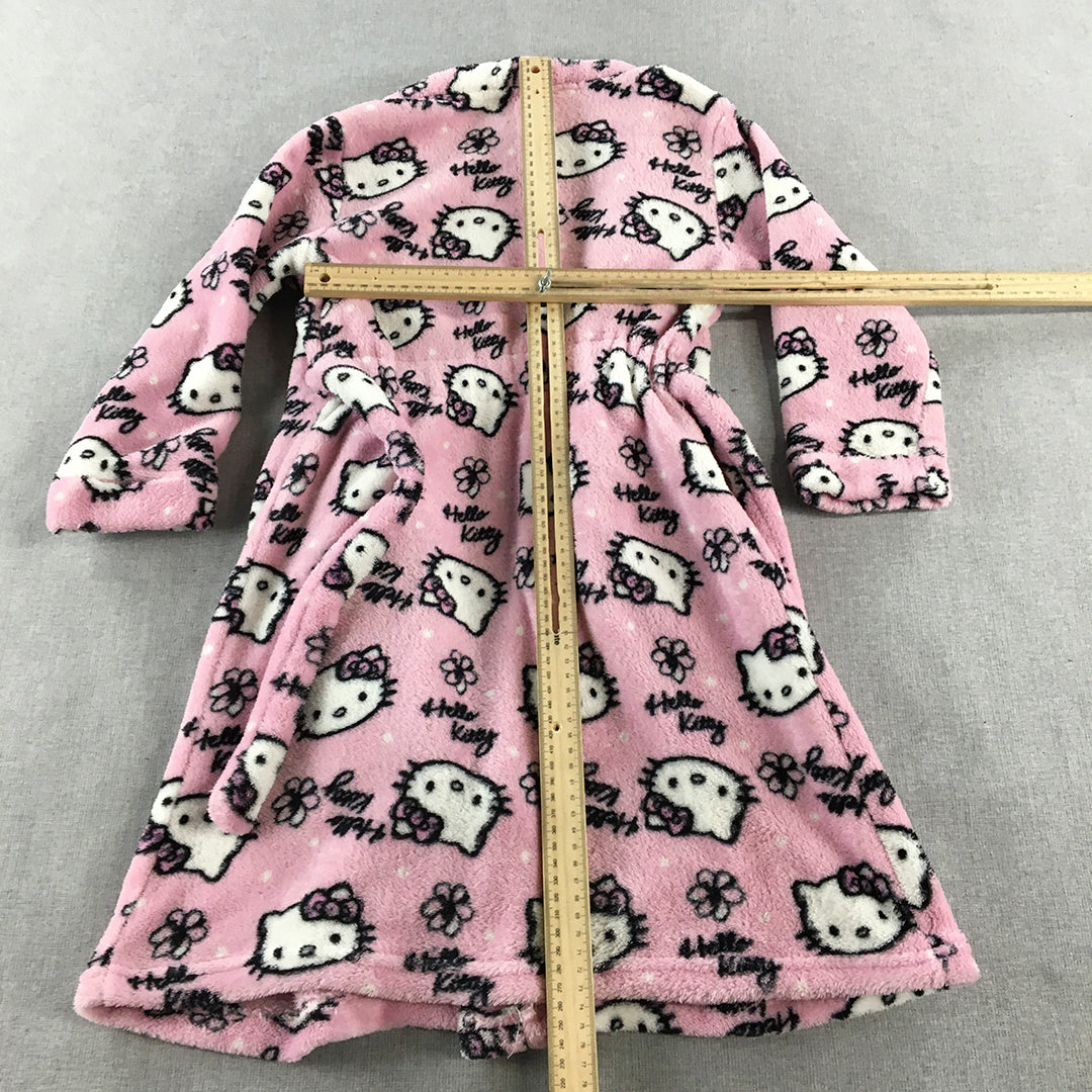 Hello Kitty Kids Girls Dressing Gown Size 5 Pink Fleeve Robe