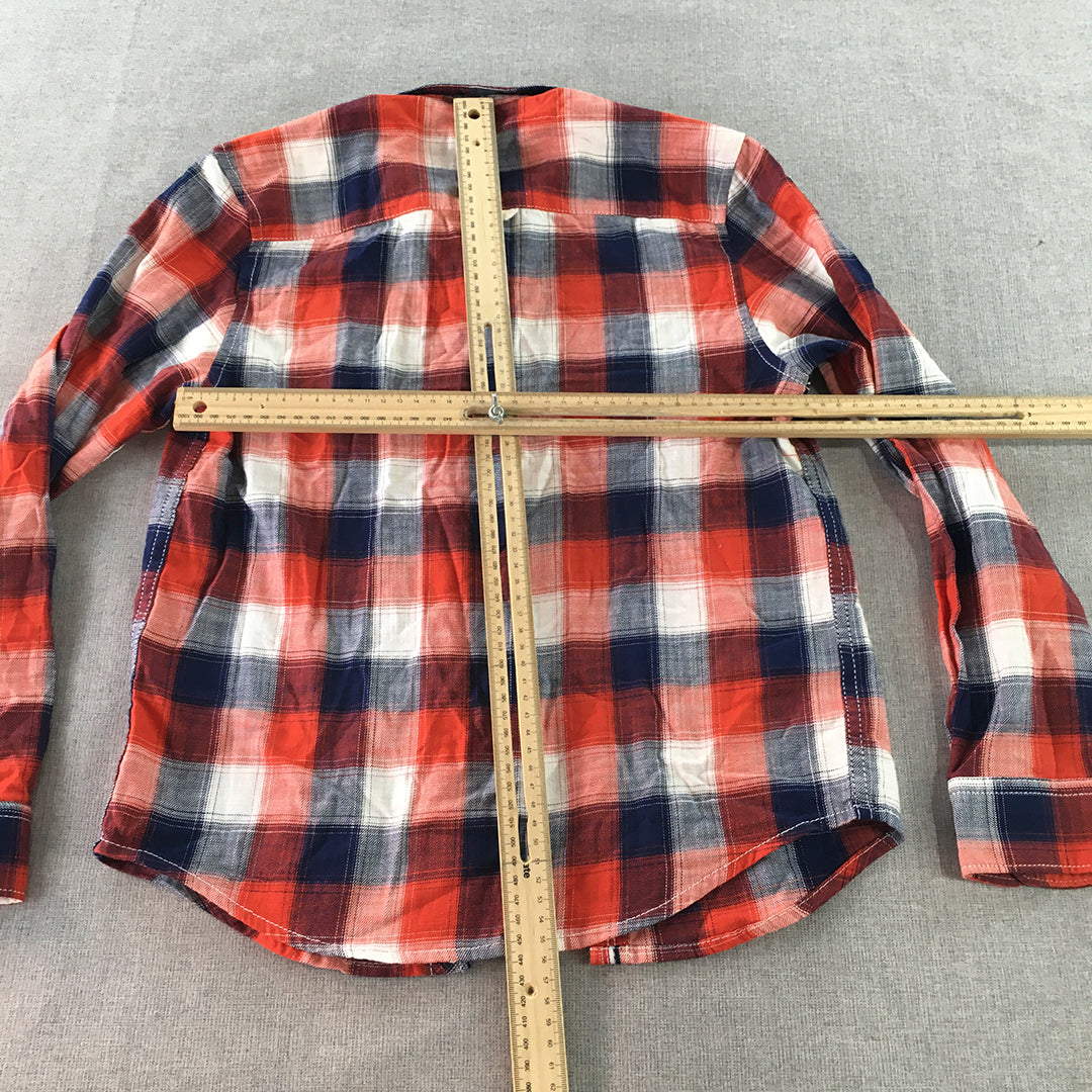 DNMX Kids Boys Button-Up Shirt Size 9 - 10 Years Red White Blue Checkered