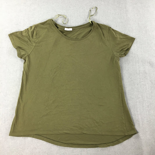 Zara Womens T-Shirt Size M Khaki Green Short Sleeve Top