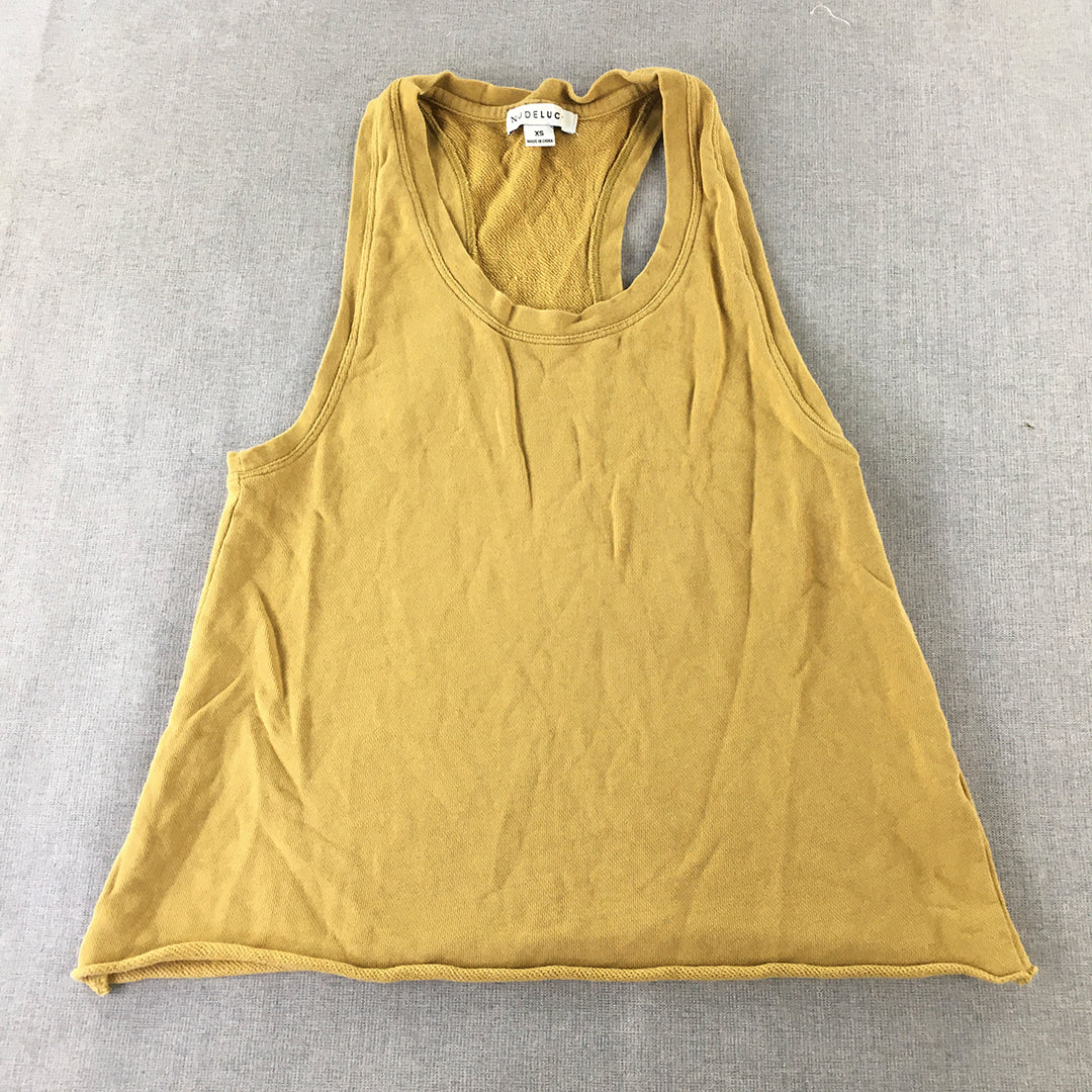 Nude Lucy Womens Tank Top Size XS Yellow Knit Sleeveless Shirt