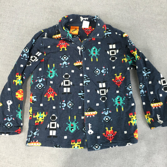 Tilt Kids Pajama Top Size 7 Blue Robot Sleepwear Long Sleeve Shirt