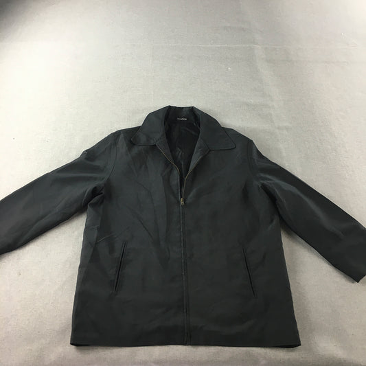 Heng Hong Mens Harrington Jacket Size L Black Pockets Collared Zip-Up Coat