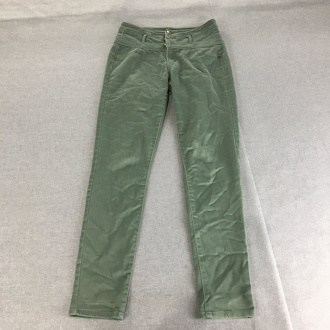 Refuge Womens Skinny Jeans Size 4 Green High Waist Pull On Stretch Denim