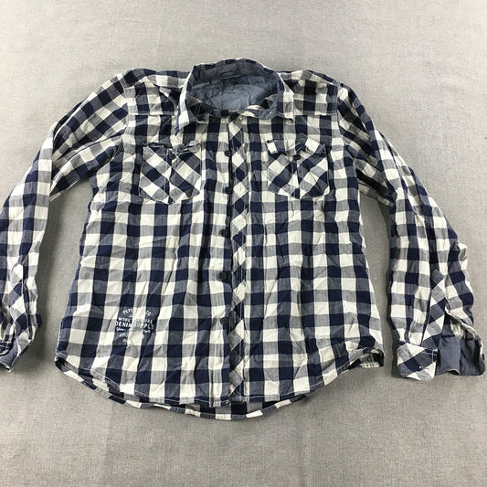 Pepe Jeans Mens Shirt Size M Blue White Checkered Long Sleeve Button-Up