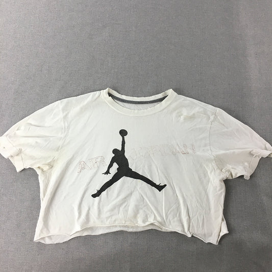 Nike Air Jordan Womens Cropped T-Shirt Size L White Jumpman Short Sleeve Top